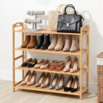 Artiss 4 Tier Shoe Rack Bamboo Storage Organiser Pine