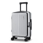 Wanderlite 20" Luggage Suitcase Front Pocket Travel Carry On Dual TSA Silver