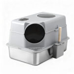 i.Pet Cat Litter Box Large Stainless Steel High Sided Pet Toilet Odour Control