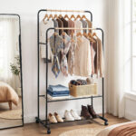 Artiss Clothes Rack Double Rod Airer Rail Coat Stand Hanger Storage Shelf