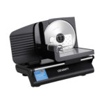 Devanti Meat Slicer Bread Vegetable, 200W Power 0-15mm Adjustable Easy Clean Stable Stainless Steel Blade Food Slicer for Kitchen Commercial, Black