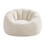 Artiss Bean Bag Chair Cover (No Filler) Soft Faux Fur Beanbag Cover Large Round Stuffed Animal Storage Bean Bag Cover Washable Lazy Sofa Cover for Adults Kids Teens, Beige