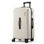 Wanderlite 28" Trunk Luggage Suitcase Travel 5 Wheels Type-C Port TSA Smoky White