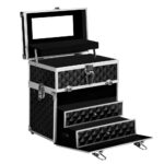 Embellir Portable Cosmetic Beauty Makeup Carry Case with Mirror Diamond Black