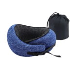 Wanderlite Travel Pillows for Airplanes Ergonomic Memory Foam Neck Pillow Breathable & Washable Cover Travel Bag Included Airplane Pillow for Airplane Car Office and Home Blue