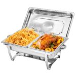 Alston 4.5LX2 Chafing Dish Set Premium 410 Stainless Steel Buffet Warmer Bain Marie Food Server with Fuel Holders & Lid Stackable Catering Equipment for Hotels Parties Weddings & Banquets Silver
