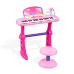 Keezi Kids Piano Keyboard 37 Keys Electronic Musical Instrument Set with Stool Microphone