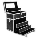 Embellir Portable Cosmetic Beauty Makeup Carry Case with Mirror Crocodile Black