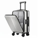 Wanderlite 20" Luggage Suitcase Front Pocket Travel Carry On Dual TSA Silver