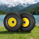 Gardeon 2pcs 4.10/3.50-4 Tire And Wheel Flat Free 26cm Solid Rubber Tires with 5/8 Axle Bore Hole And Double Sealed Bearings Perfect for Wheelbarrow Garden Cart Wagon Dolly