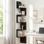 Artiss Wall Shelf Bookshelf Corner Floating 5-Tier Black