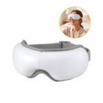 Livemor Eye Massager with Heat & Vibration | 180° Foldable Electric Eye Heat Mask with Bluetooth Music for Fatigue Relief | Rechargeable 3D Wrap-Around Temple Massager White