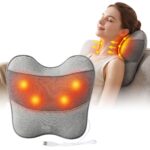 Livemor Back Massager with Heat USB Neck and Shoulder Massage Pillow 3-Speed Ergonomic Lumbar Support Cushion for Office Chair Portable Muscle Relief for Back Thigh & Calf Grey