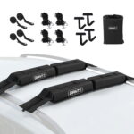 GIANTZ Kayak Roof Rack for Car Universal Soft Roof Rack Pads for Surfboard SUP Canoe Roof Bars for SUV Sedan without Side Rails Portable Cross Bars with 4.5m Tie Down Straps & Ropes 80kg Capacity