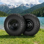 Gardeon 2pcs 4.10/3.50-4 Tire And Wheel Flat Free 26cm Solid Rubber Tires with 5/8 Axle Bore Hole And Double Sealed Bearings Perfect for Wheelbarrow Garden Cart Wagon Dolly