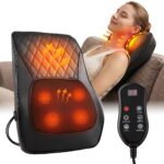 Livemor Back Massager with Heat and Traction Neck and Shoulder Massage Pillow Ergonomic Backrest for Office Chair & Sofa Lumbar Support Cushion with 2-Level Thermal Relief 6 Modes for Cervical & Full Body Pain Relief Large