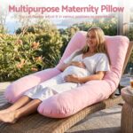 Giselle Bedding Pregnancy Pillow U Shaped Full Body Pillow with 100% Cotton Jersey Cover Maternity Pillow for Sleeping Reading Pink 73x133cm
