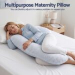 Giselle Bedding Cooling Pregnancy Pillow Adjustable Maternity Pillow for Sleeping Body Pillows for Adults Support Back Belly and Hips Blue 37x87 cm