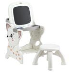 Keezi Kids Table and Chair Set 2 in 1 Easel Desk Stool with LCD Writing Tablet