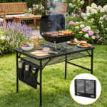 Gardeon BBQ Camp Table 90*60*66 Portable Foldable Lightweight Grill Outdoor Metal Table 3.9kg