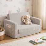 Artiss 2-in-1 Sofa Foam Couch with Side Pocket Light Grey