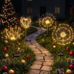 Jingle Jollys 4 Pack Christmas Lights Solar Firework Outdoor Garden Lights DIY Decoration Warm White