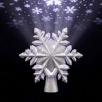 Jingle Jollys Christmas Tree Topper Lighted 360° Rotating Snowflake Projector Silver Glitter