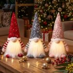Jingle Jollys Christmas Gnomes Light Up Christmas Decorations Plush Goblin Set of 3 Warm White