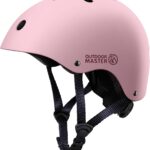 OutdoorMaster Youth & Kids Bike Helmet - Adjustable Multi-Sports Skateboard Helmet with Removable Liners for Balance Bike, Toddler Scooter, One Wheel Hoverboard-Light Pink-Large