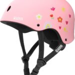 OutdoorMaster Youth & Kids Bike Helmet - Adjustable Multi-Sports Skateboard Helmet with Removable Liners for Balance Bike, Kids Scooter, One Wheel Hoverboard-Pink Flower-Medium