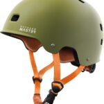 OutdoorMaster Skateboard Bike Helmet for Adults &Youth - Multi-Sport Certified Impact Resistant with 2 Removable Liners & Ventilation for Scooter-Matte Adventure Green- Skating-White-Medium