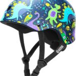 OutdoorMaster Youth & Kids Bike Helmet - Adjustable Multi-Sports Skateboard Helmet with Removable Liners for Balance Bike, Kids Scooter, One Wheel Hoverboard,Graffiti-style helmet-Dinoverse Madness-Large