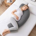 Giselle Bedding Maternity Body Pillow for Side Sleeping Cotton L-Shaped Grey