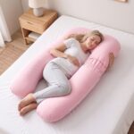 Giselle Bedding U-Shaped Pregnancy Pillow for Sleeping Reading 100% Cotton Pink