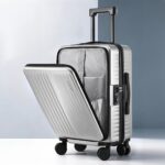 Wanderlite 20" Luggage Suitcase Front Pocket Travel Carry On Dual TSA Silver