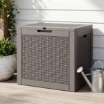 Gardeon Outdoor Storage Box 118L Container Lockable Garden Toy Tool Rattan-Texture Brown