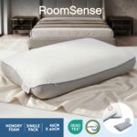 RoomSense Cooling Memory Foam Pillows Queen Size 1 Pack, Dual-Sided Bed Pillows for Hot Sleepers, 55D Solid Core Side Sleeper Pillow for Neck Support, Washable, 65x40x14cm