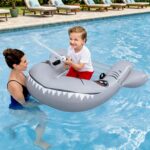 Bestway Shark Ride-On Pool Float Toy Floaties for Kids 45kg Capacity Grey