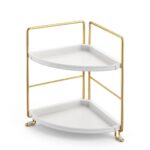 Artiss Bathroom Corner Shelf Countertop Organiser Vanity Storage Rack White Gold