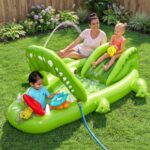 Bestway Inflatable Alligator Kids Play Pool with Slide 234cmx163cm Green