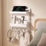 Artiss Bedside Shelf Wall Mount Organizer - Self-Adhesive Floating Nightstand Caddy for Storage, No-Drill Stick-On Aesthetic Room Decor for Girls & Dorms