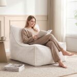 Artiss Bean Bag Chair Cover (No Filler) Soft Corduroy Stuffed Animal Storage Bean Bag Cover for Adults, Washable Lazy Sofa Cover for Living Room Bedroom, Beige
